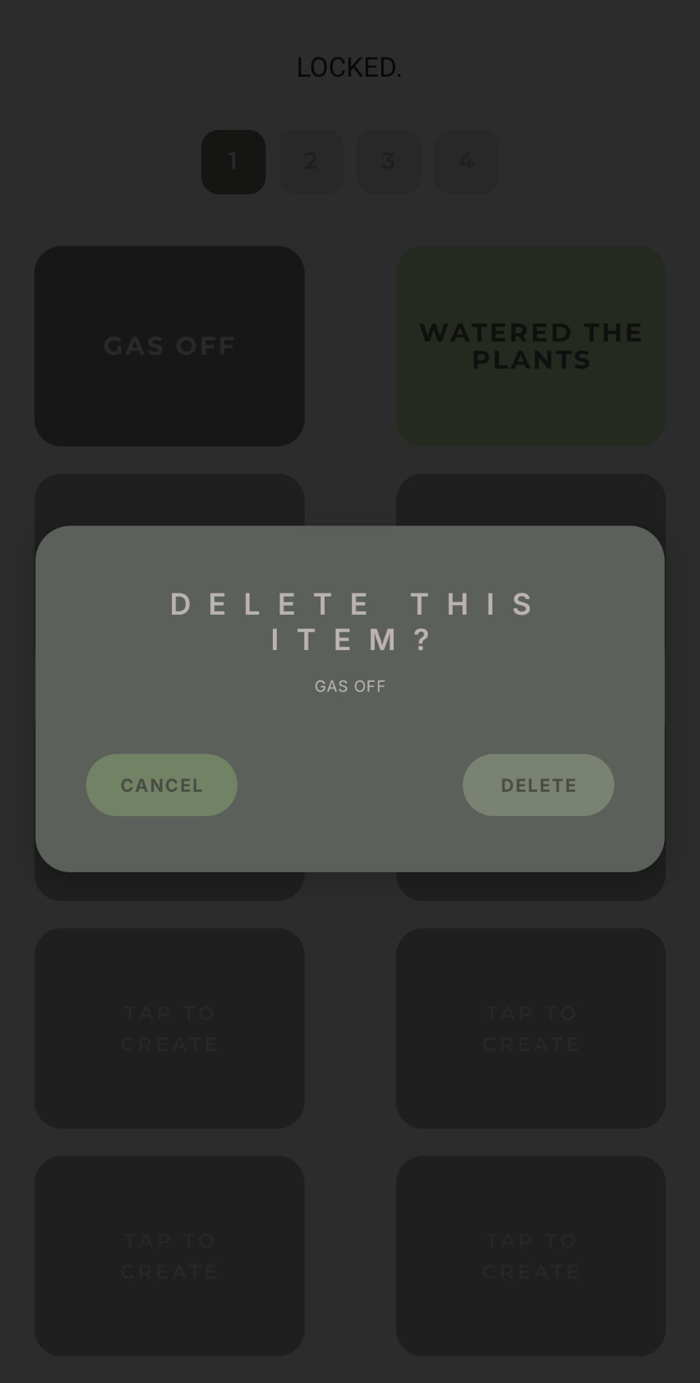 LOCKED delete modal